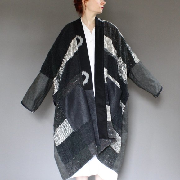 Oversized Avant Garde HANDMADE ikat cocoon coat